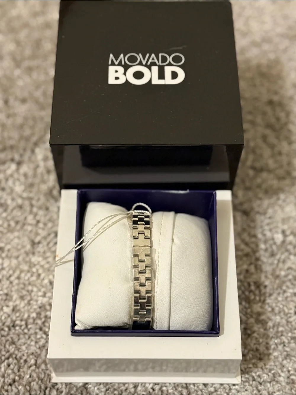 Movado Silver and Rose Gold Women's Bold Minimalist Watch